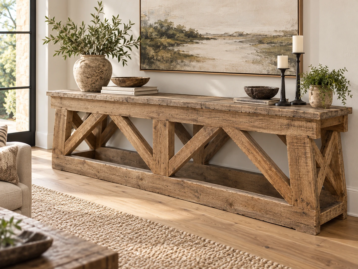 Aparador buffet Caledonia de madera maciza en salón