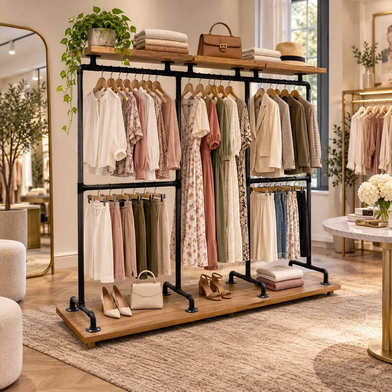 Burro de ropa York en tienda de moda