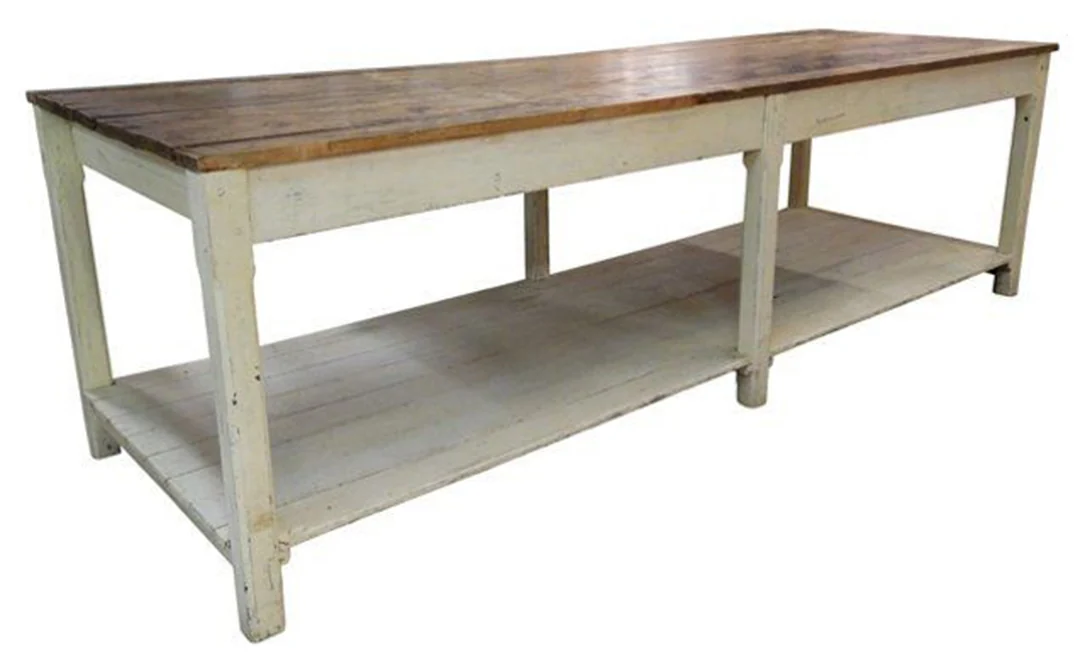 Isla de cocina Nigua, fotografía original del mueble completo con sobre de madera y balda abierta